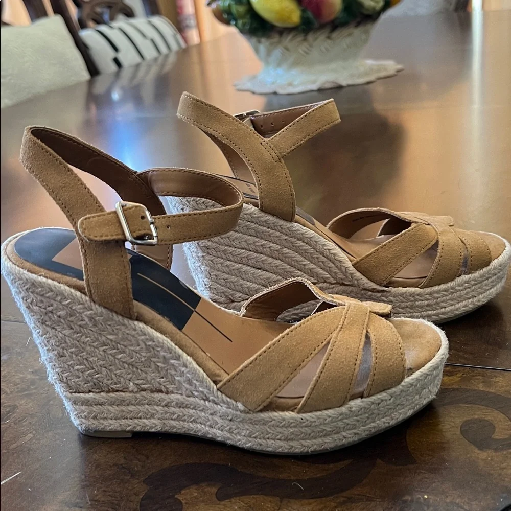 Dolce Vita Tan Suede Espadrille Wedge Sandals